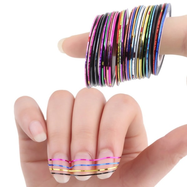 Neglekunstdekorasjonsstriper 60 negleklistremerke Wire Nail Striping Tape Line Nail Sticker Striping Nail Art Tips for DIY Nail Tip