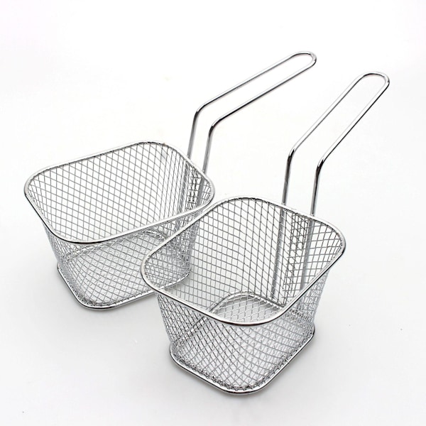 2 stk Mini Kvadratiske Fritertkurver Bordservering Pommes Frites Kurv Pommes Frites Bordmat Visning Nettkurv