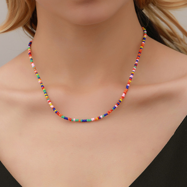 Boho Choker Necklace Chain Multicolour Seed Bead Necklaces J