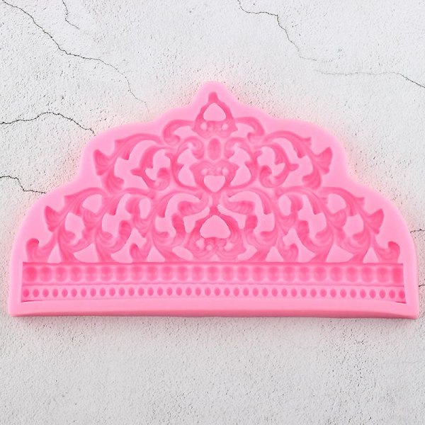 DIY Barok Krone Silikoneform Bryllup Cupcake Topper Fondant Kage Dekoration Værktøjer Pink
