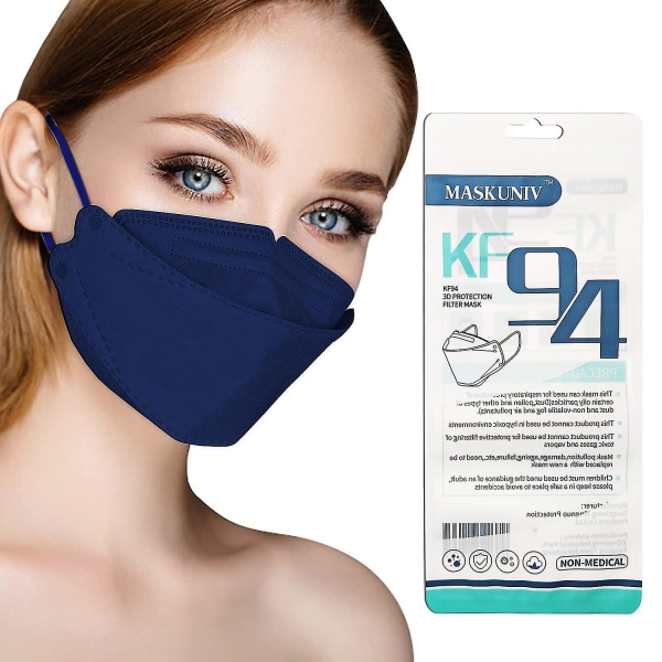 50 st Engångs ansiktsmasker Kf94 Masker Antidamm ansiktsmasker Färgglada Kf94 skyddsmasker för vuxna (mörkblå)