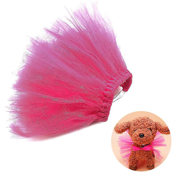 Husdjur Hund Katt Kostym Tutu Outfit Djur Halloween Fest Tulle Kjol（Rosa Röd）