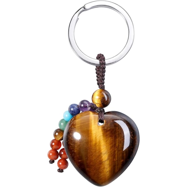 Heart Keychain Natural Stones Chakra Keychain Heart Pendant Weave