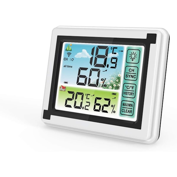 Trådlös väderstation med sensor inomhus och utomhus digital termometer