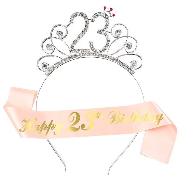 23:e födelsedag skärp och tiara för flickor, roséguld födelsedag skärp krona 23 &amp; Sash och Tiara