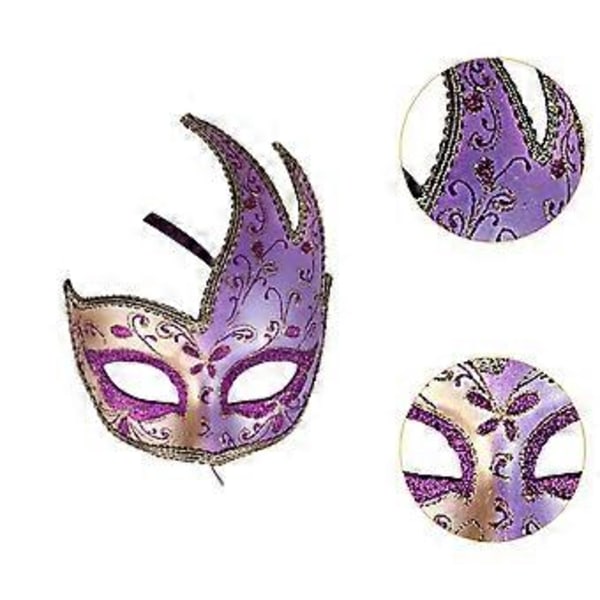 Maskeradmask Cosplay Rekvisita för Kvinnor Fest Favörer Tillbehör Nattklubb (Lila) Purple
