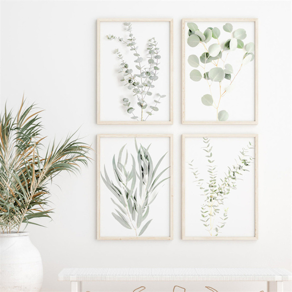 Botanisk Boho Badrumsdekor Väggkonst Tryck, Ramlös Salviagrön