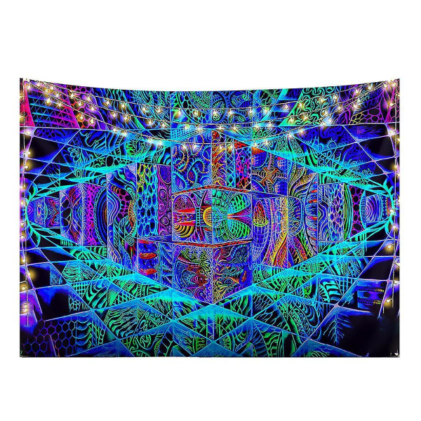 3D Space Trippy Gobelin Psykedelisk Vægophæng Sengetæppe Hjemmeindretning（150x130cm）
