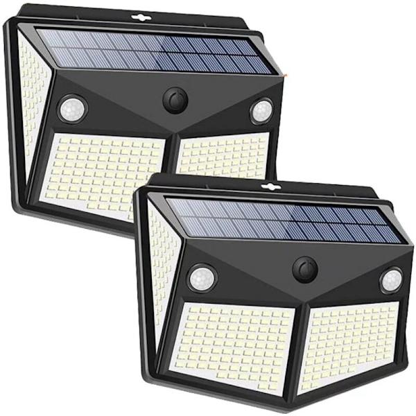 LED-lys, 2 stk. solcellelys dobbeltsensorhode (260 lampeperler cspa