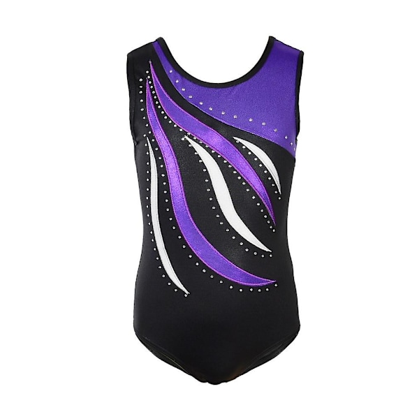 Piger Gymnastik Leotard Ballet Leotards Ærmeløs Dansetøj（9-10Y Lilla）