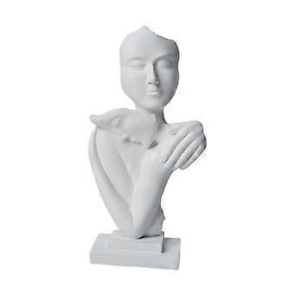 Abstrakt Kramande Par Ansikte Skulptur Kärlek Figurin Alla Hjärtans Dag Present Par Kram Skulptur Ornament för Festival Bondgård (Vit) White