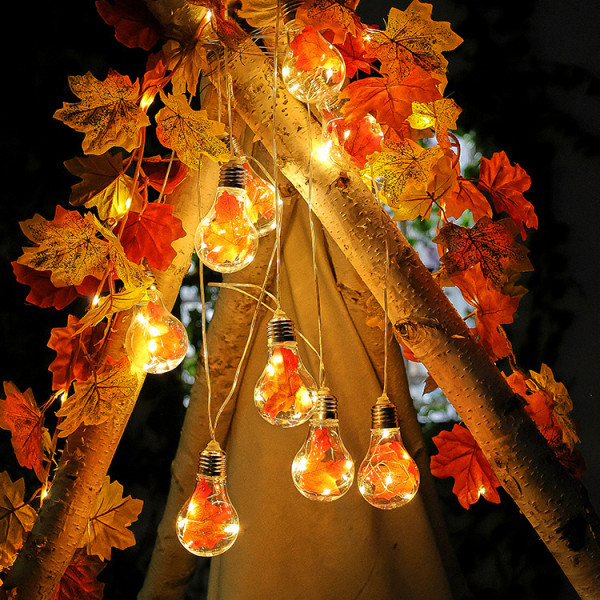 Outdoor Fall Decoration Maple Leaves Fall String Lights with Bulb