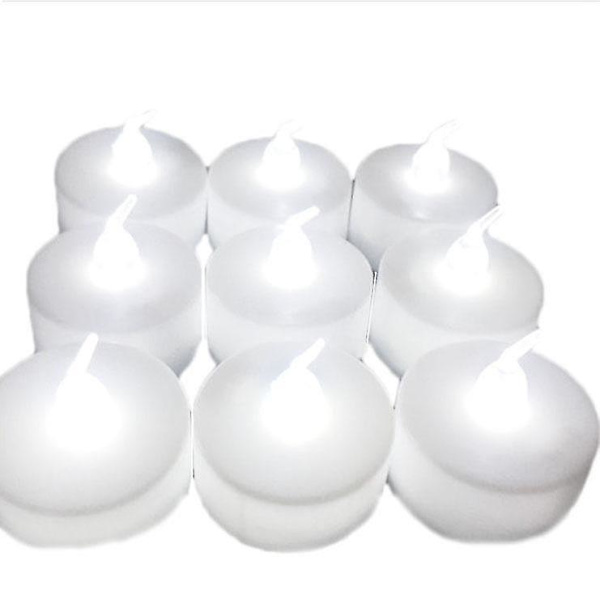 LED Lys Stearinlys LED Teelys Flammeløse Lys Batteridrevet Lampe Julepynt (Hvid)