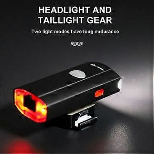 2-i-1 Cykelstrålkastare Baklykta 2000mAh USB Uppladdningsbar Vattentät Cykel Fram Bak Taillight