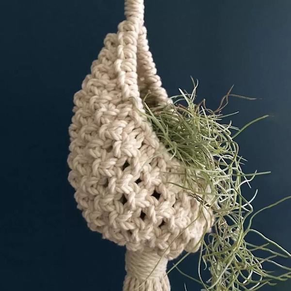 Nordisk Europa Hängande Korg Ananas Form Landskaps Bomull Makramé Blomkruka För Vardagsrum Balkong Dekorationer（13CM）