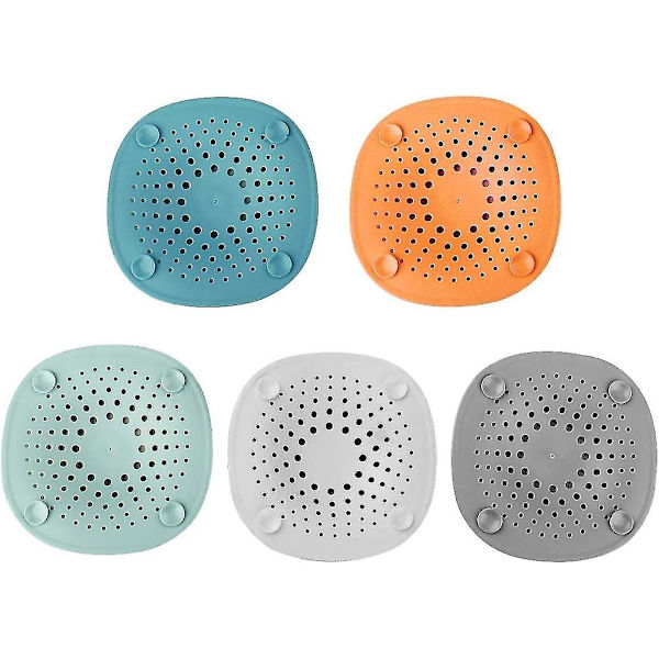 Avloppshårssamlare Duschbrunnsskydd, 5-pack Silikonavloppsskydd, Duschbrunnshårssamlare