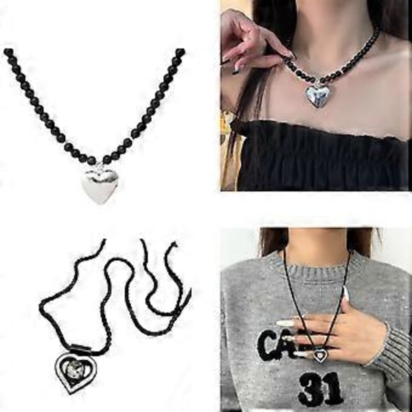 Suloinen sydänriipus kaulakoru naisille, temperamenttinen solisluuketju, korealainen opiskelijamalli, säädettävä ketju, Y2k esteettinen koru Hollow love necklace