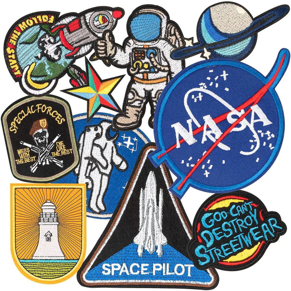 10 st broderitygsklistermärken, Astronaut Spaceman Brodery Stickers, Patch Hole Stickers