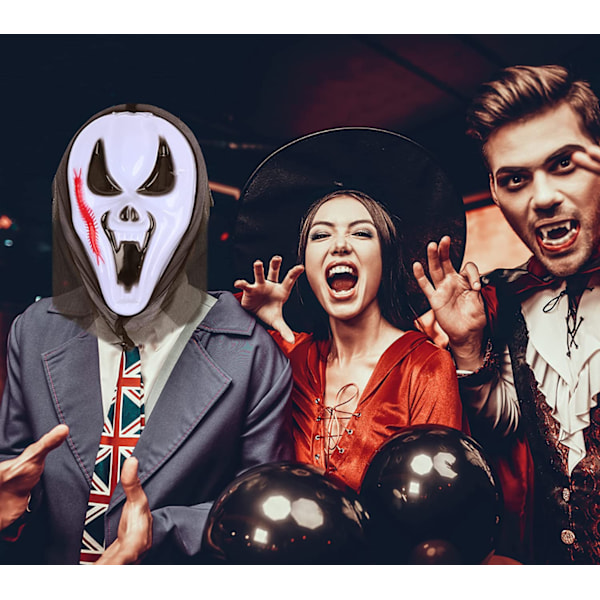 Uhyggelig spøgelsesmaske til Halloween Cosplay Kostumefest Maske (Rød hak)