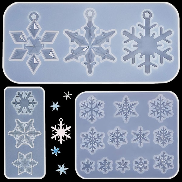 3 stycken Snowflake silikonformar, diy form tillverkning form för semesterhantverkstillbehör