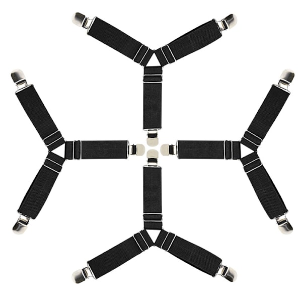 4 stk. sengetrekkstropper trekant montert lakenklips elastisk matte