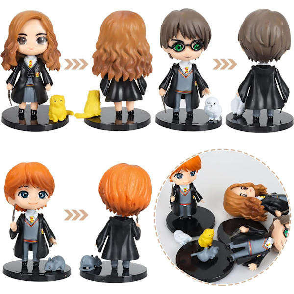 PCS Harry Potter-figurer kakepynt, trollmannkakepynt, mini F