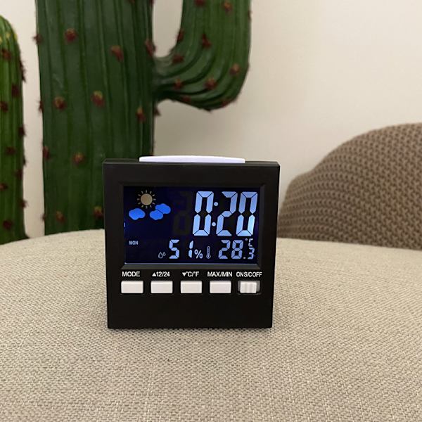 LCD Digital Termometer Väderstation Klocka & Alarm Kalender Hy