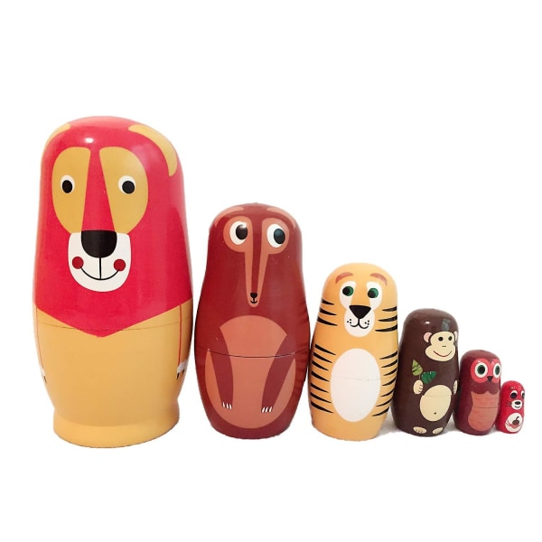 Söta rävdockor Nesting Dolls Matryoshka docka Handgjorda trädockor för barn Jul födelsedagspresent, set med 6