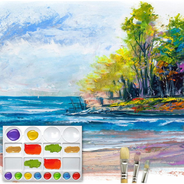 2-pack färgbricka-paletter, 13" x 10" Skill Art 20 Well Watercolo