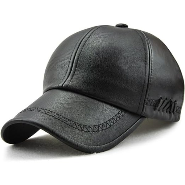 Mænds læderbaseballkasket Justerbar kasket Sportshat Hat Bonnet Flat Cap