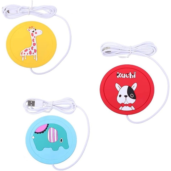 3pcs Mug Warmer Mat Cartoon Silicone Usb Beverage Warmers Pad Portable Beverage Heater Coaster Tray Pad