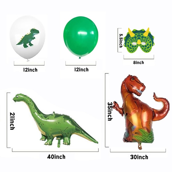 Dinosaurus syntymäpäiväkoristesetti, onnellinen syntymäpäiväseppele ja suuret dinosauruskalvopallon kakkukoristeella