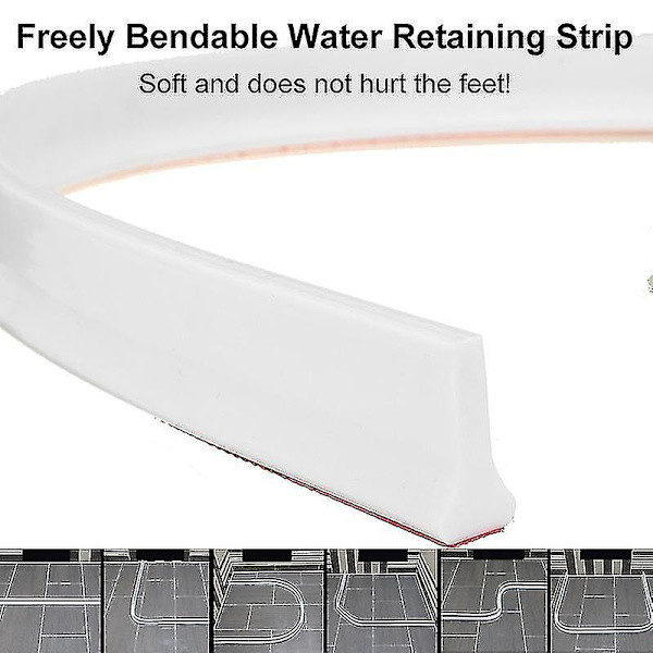 30 mm hög badrumsvattenpropp Vattenavdelare Torr & våt separation Översvämningsbarriär Gummibarriär Silikonvattenblockerare Glider inte 200 cm