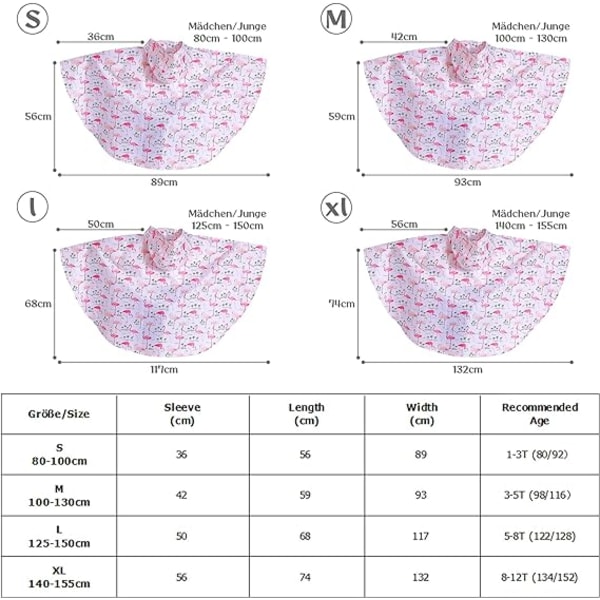 1 stk Unisex Vanntett Jakke Poncho Barn Gutter og Jenter 3-5 År