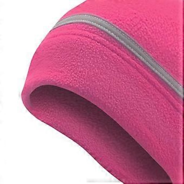 Reflekterende Fleece Lue Vinterlue med Reflekterende Stripe Fleece Tykk Hodeskallelue Sikkerhetslue for Ski Sykling Riding Vandring (rose rød)