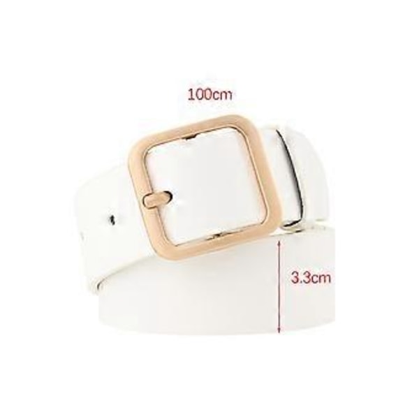 Mode PU Läderbälte För Kvinnor Fyrkantigt Spänne Högkvalitativa Dambälten Klänning Jeans Rem Flickor Midjeband Justerbara Bälten White Gold Buckle 100cm