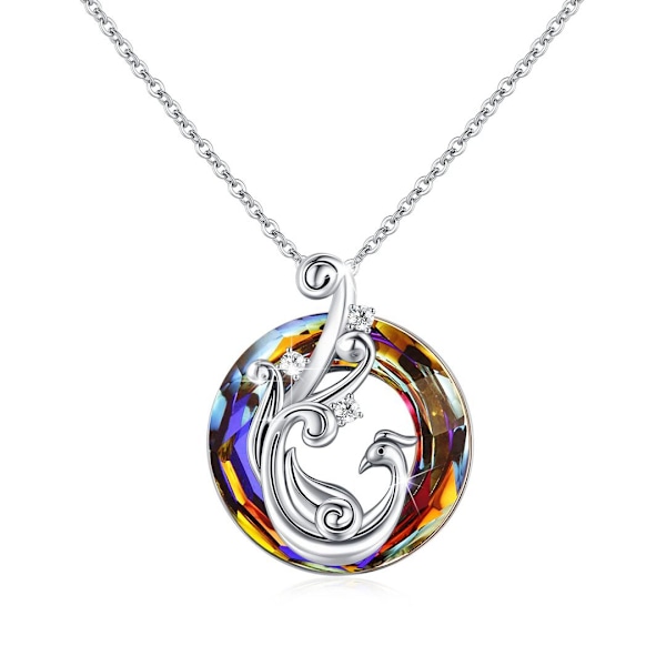20MM Farverig Krystal Phoenix Genfødsel Flamme Uendelighed Krystal Kobber Øreringe Halskæde