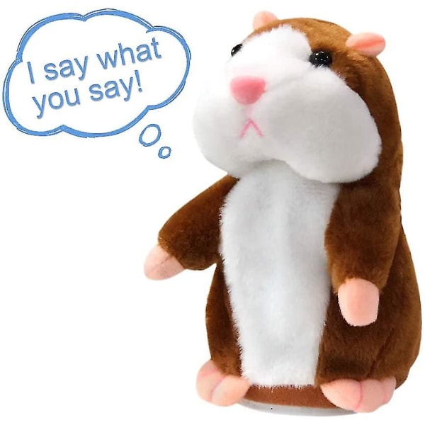Pratande hamster plyschleksak Repetera vad du säger Rolig barnstoppad interaktiv leksak Brun
