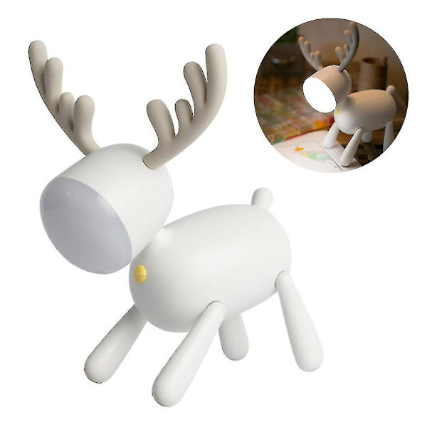 Elg LED-skrivebordslampe, natbordslæselampe, USB-justerbare lys (hvid)