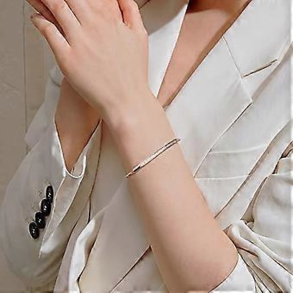 Damarmband med kubisk zirkonia, justerbart, silverfärgat, guld, rosa, present till kvinna, guld rose gold