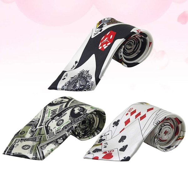 3 st kreativa poker tärningstryck slips fashion magiker slips klä upp kostym rekvisita fest slips