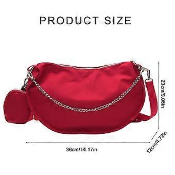 Trendig Crossbody-väska i nylon, avslappnade dumpling-väskor, underarmsväska för unga modeintresserade, axelväska med justerbar rem - Svart Black