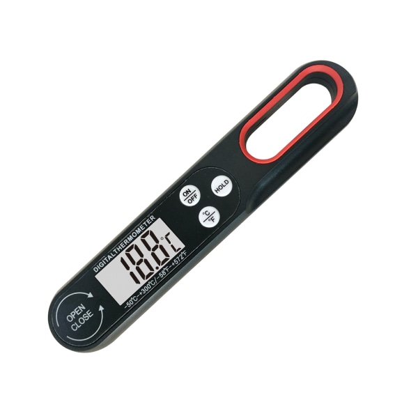 Digitalt madtermometer Foldbart øjeblikkelig aflæsning Bbq kødtermometer (sort)