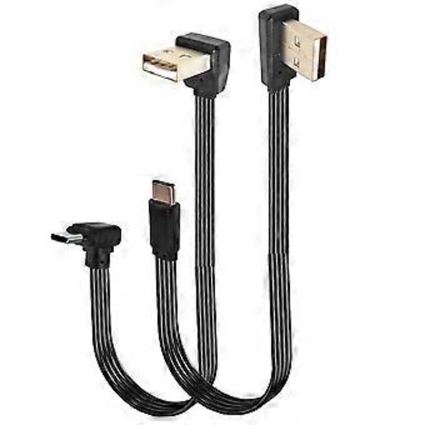 10cm-1m Lengde USB til USB C Strømladekabel 480Mbps Dataoverføringskabel Støtter 10W Hurtiglading for Nettbrett 0.3m Bend left