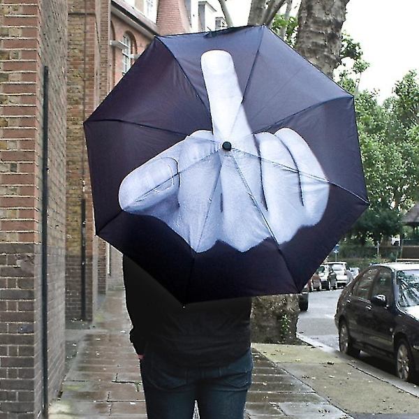 Cool Middle Finger Paraply Regn Kvinnor Paraply Män Vindtät Fällbar Parasol