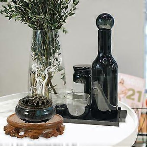Massivt Træ Display Stand Base Piedestal Vase Display Stand Orientalsk Udskåret Træ Piedestal til Tekande