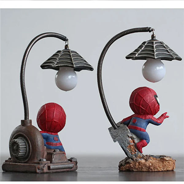 Resin Cartoon Avengers Action Figures Spider Man Nattlampa för