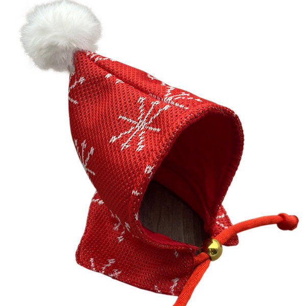 Pet hooded scarf, Christmas cat hat, L