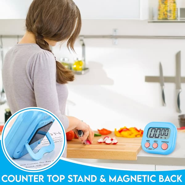 Magnetisk kökstimer Klocka Digital visuell timer Ljusstark display Nedräkning & Stoppur (Blå)