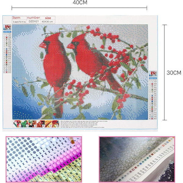 DIY 5d timanttimaalaussetti aikuisille täysi pora kardinaali Diamo